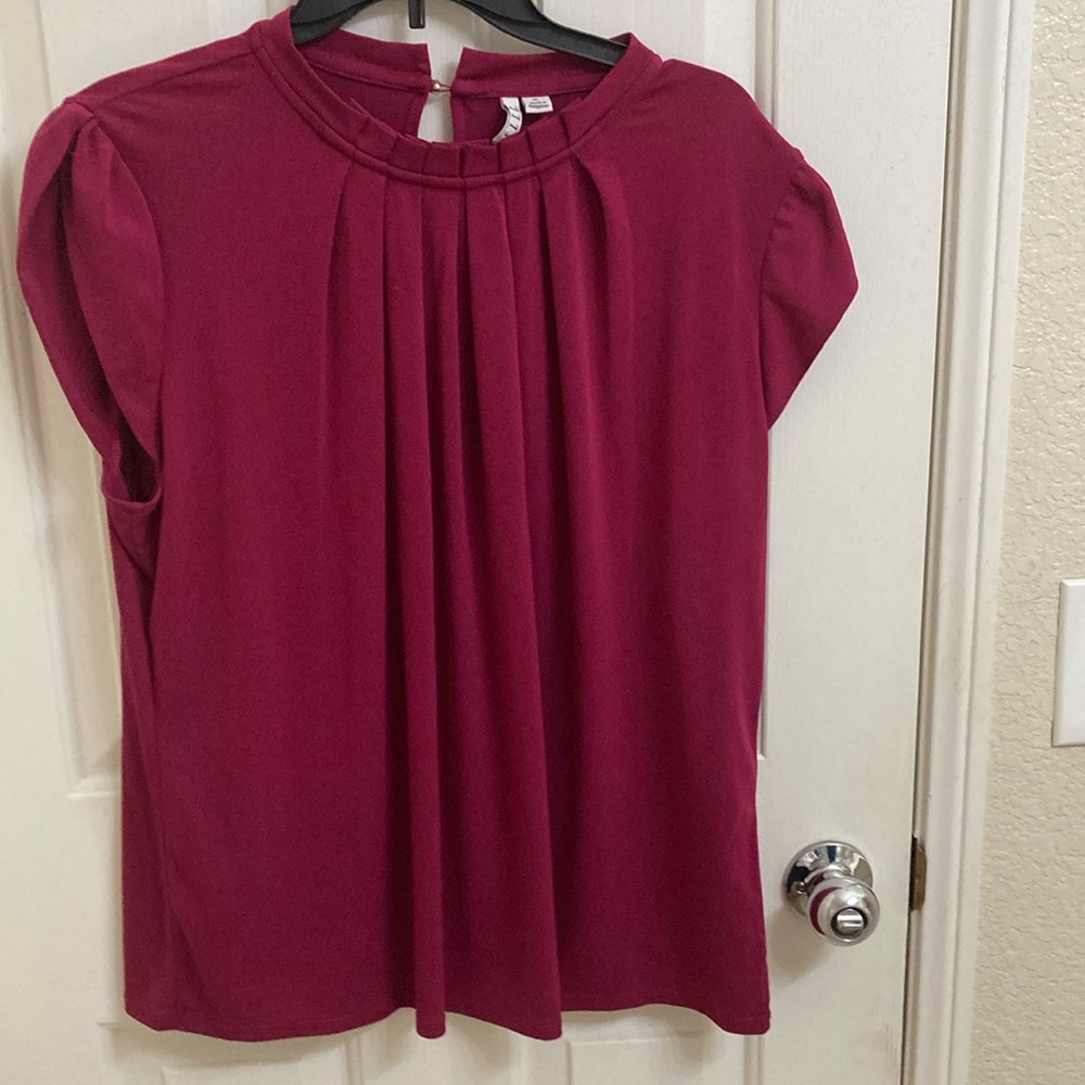 Elle Pink Cap Sleeve Pleated Blouse
